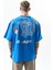 Erkek Los Angeles Baskılı Oversize T-Shirt Mavi 3