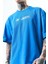 Erkek Los Angeles Baskılı Oversize T-Shirt Mavi 4