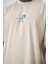 Erkek Res'cue Baskılı Oversize T-Shirt Bej 4