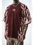Erkek War Baskılı Yıkamalı Oversize T-Shirt Bordo 4