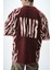 Erkek War Baskılı Yıkamalı Oversize T-Shirt Bordo 5