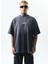 Erkek Unfuckwithable Baskılı Oversize T-Shirt Füme 1