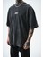 Erkek Alert Baskılı Yıkamalı Oversize T-Shirt Siyah 4