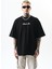 Erkek Destroy Baskılı Oversize T-Shirt Siyah 1