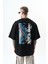 Erkek Destroy Baskılı Oversize T-Shirt Siyah 3