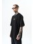 Erkek Eyes Baskılı Oversize T-Shirt Siyah 2