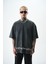 Erkek Hell Baskılı Yıkamalı Oversize T-Shirt Siyah 1
