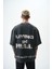 Erkek Hell Baskılı Yıkamalı Oversize T-Shirt Siyah 3