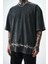 Erkek Hell Baskılı Yıkamalı Oversize T-Shirt Siyah 4