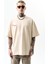 Erkek Godfather Baskılı Oversize T-Shirt Bej 1