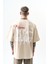 Erkek Godfather Baskılı Oversize T-Shirt Bej 3