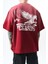 Erkek Pegasus Baskılı Oversize T-Shirt Bordo 5