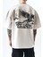 Erkek Pegasus Baskılı Oversize T-Shirt Ekru 5