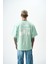 Erkek Palm Baskılı Oversize T-Shirt Su Yeşili 3