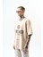 Erkek Unfortunately Baskılı Oversize T-Shirt Bej 2