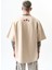 Erkek Unfortunately Baskılı Oversize T-Shirt Bej 3