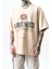 Erkek Unfortunately Baskılı Oversize T-Shirt Bej 4
