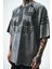 Erkek Playoff 99 Baskılı Yıkamalı Oversize T-Shirt Gri 4