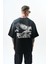 Erkek Pegasus Baskılı Oversize T-Shirt Siyah 3