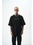Erkek Palm Baskılı Oversize T-Shirt Siyah 1
