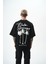Erkek Palm Baskılı Oversize T-Shirt Siyah 3