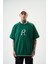 Erkek R Nakışlı Oversize T-Shirt Nefti 1