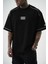 Erkek 22 Yazılı Nakışlı Oversize T-Shirt Siyah 4