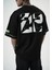 Erkek 22 Yazılı Nakışlı Oversize T-Shirt Siyah 5