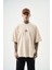 Erkek Choose Nakışlı Oversize T-Shirt Bej 1
