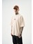 Erkek Choose Nakışlı Oversize T-Shirt Bej 2