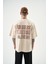 Erkek Choose Nakışlı Oversize T-Shirt Bej 3