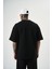 Erkek Trust Yazılı Oversize T-Shirt Siyah 3