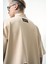 Erkek Imagined Nakışlı Yarım Fermuarlı Oversize T-Shirt Bej 5