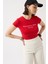 Baskılı Likralı Crop Kırmızı T-Shirt 1