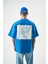 Erkek Numbers Of R Nakışlı Oversize T-Shirt Mavi 3
