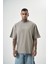 Erkek Return Nakışlı Oversize T-Shirt Gri 1