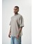 Erkek Return Nakışlı Oversize T-Shirt Gri 2