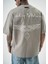 Erkek Return Nakışlı Oversize T-Shirt Gri 5