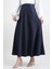 Bayan Çan Etek Ful Taş Detaylı Saten Etek Lacivert 2