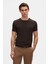 Slim Fit Kahverengi Bisiklet Yaka Pamuklu Nefes Alabilen T-Shirt 1