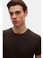 Slim Fit Kahverengi Bisiklet Yaka Pamuklu Nefes Alabilen T-Shirt 2