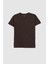 Slim Fit Kahverengi Bisiklet Yaka Pamuklu Nefes Alabilen T-Shirt 5
