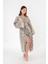 Müslin Kimono %100 Pamuklu Leopar Desenli Jakarlı Bornoz Kaftan Sabahlık 1