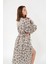 Müslin Kimono %100 Pamuklu Leopar Desenli Jakarlı Bornoz Kaftan Sabahlık 3
