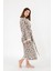 Müslin Kimono %100 Pamuklu Leopar Desenli Jakarlı Bornoz Kaftan Sabahlık 4