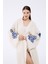 Müslin Kimono %100 Pamuklu Etnik Göz Baskılı Desenli Bornoz Kaftan Sabahlık 2