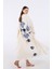 Müslin Kimono %100 Pamuklu Etnik Göz Baskılı Desenli Bornoz Kaftan Sabahlık 4