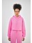 Kadın Basic Oversize Crop Hoodie Pembe 1