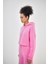 Kadın Basic Oversize Crop Hoodie Pembe 2