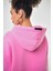 Kadın Basic Oversize Crop Hoodie Pembe 5